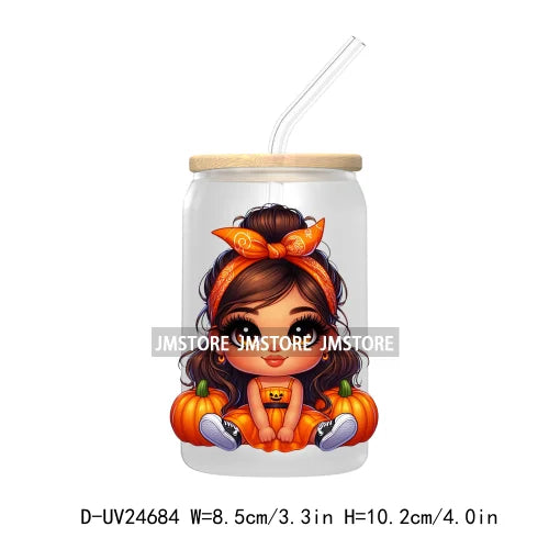 Halloween Latina Princess UV DTF Transfer Stickers Decals For Libbey Cold Cups Mugs Tumbler Custom Waterproof DIY Labels Pumpkin