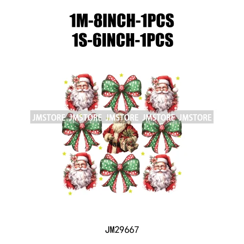 Christmas Santa Red Coquette Highland Cow Xmas Holly Jolly Vibes Iron On DTF Transfers Stickers Ready To Press For T-shirts