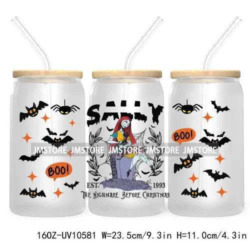 Horror Princess Halloween 16OZ UV DTF Cup Wrap Transfer Stickers Movie Killers Custom Labels For Libbey Glass Can Trick Or Treat