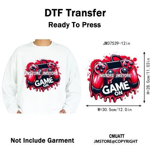 12in Game Zone Time Girl Gamer Squad Hustler Graffiti Game On Over Iron on DTF Transfers Stickers Ready to Press for Hoodies
