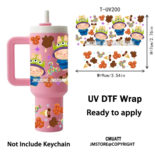 Cartoon Monsters Doll Kids Gift UV DTF Custom Prints Ready To Apply Transfer Stickers Waterproof Wraps For Mini Tumbler Keychain