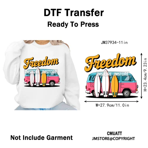 Funny Summer Quotes Sunset Palm Trees Beach Vacation Vibes Washable Iron on DTF Transfer Sticker Ready to Press for Textile Bags