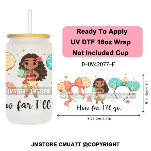 Coquette Bow Magical Cartoon Princess Halloween UV DTF Stickers Ready To Apply Cup Wrap High Quality For 16OZ Libbey Can Glass
