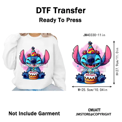 Funny Cartoon Playing Kids Love Character Thermal Printing Iron on DTF Washable Transfers Stickers Ready to Press for T-shirts