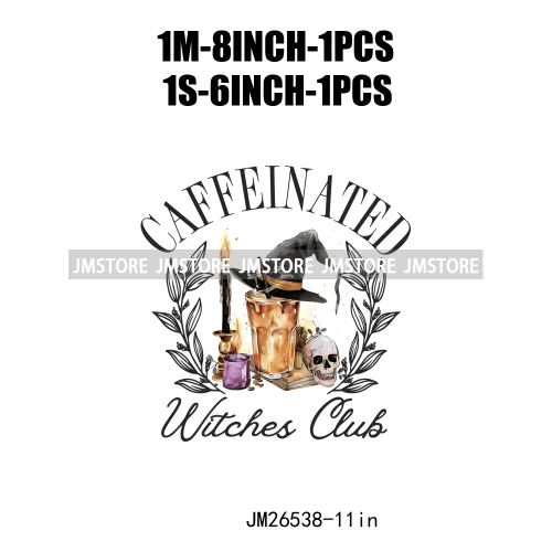 Spooky Season Social Cocktail Club Witches Halloween Thermal Logos DTF Iron On Transfer Stickers Ready To Press For Clothing