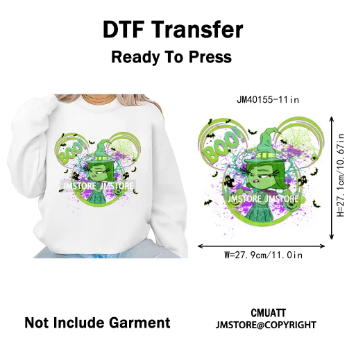 Colorful Cute Cartoon Animal Boo Skeleton Halloween Season Iron on DTF Washable Transfers Stickers Ready to Press for Textile