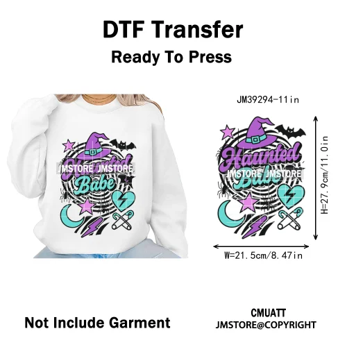 Ghost Spooky Mama Season Trick or Treat Coquette Bow Halloween Iron on DTF Washable Transfer Sticker Ready to Press for Clothing