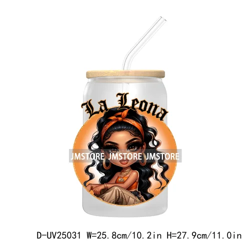 Chicana Chola Chibi Zodiac Girls UV DTF Transfer Stickers Decals For Libbey Cold Cups Mugs Durable Waterproof Custom Logo Labels