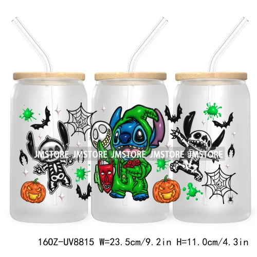 3D Horror Halloween UV DTF Sticker For 16OZ Libbey Glass Cup Can Wrap Transfer Stickers Custom Label DIY Logo Cartoon Blue Koala