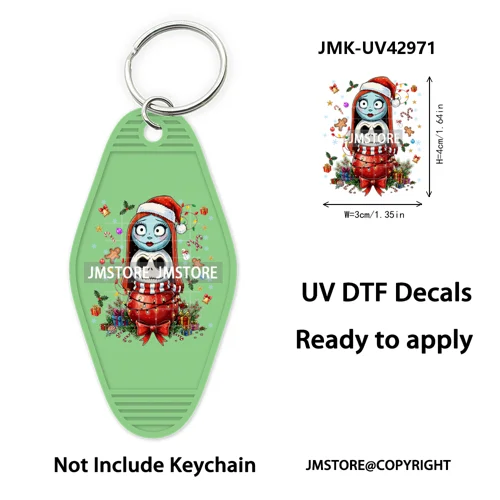 Cartoon Friends Christmas Holiday UV DTF Keychain Wraps Ready To Apply Waterproof High Quality Decals For Hotel Motel Keychain
