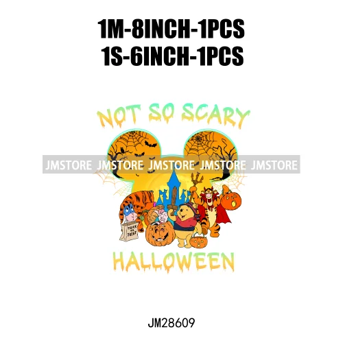 Happy Halloween Cartoon Animal Character Spooky Vibes Trick Or Treat Iron On DTF Transfer Stickers Ready To Press For Sweatshirt