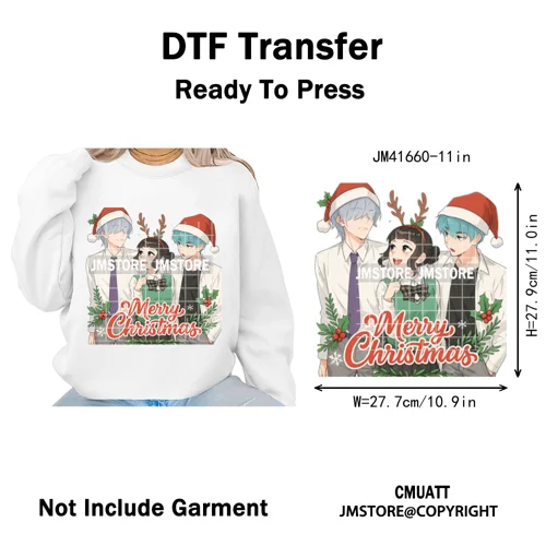 Christmas Kpop Holiday Idol Santa Holly Jolly Merry Christmas Iron on DTF Washable Transfers Stickers Ready to Press for Textile