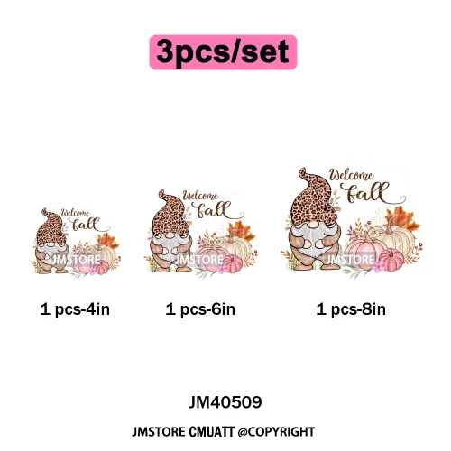 Pink Happy Fall Season Harvest Blessings Pumpkin Autumn Vibes Iron on DTF Washable Transfers Stickers Ready to Press for Hoodies