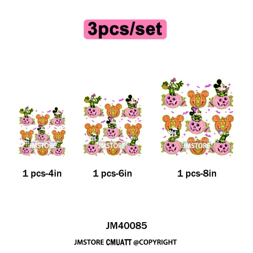 Happy Halloween Season Pumpkin Skull Cartoon Character Girly Evil Queen Iron on DTF Transfer Stickers Ready to Press for Textile
