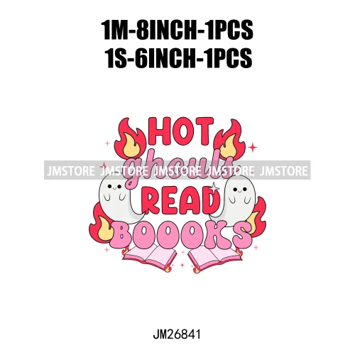 Hot Cute Spooky Ghouls Boo Read Club Bookish Halloween DTF Printing Iron On Transfer Stickers Ready To Press For Hoodies Bags