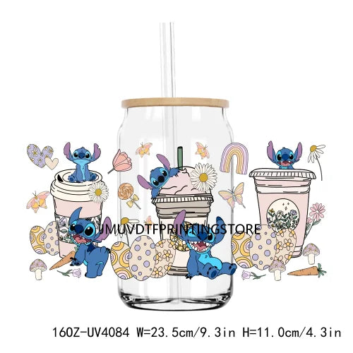 Cartoon Easter Character 16OZ UV DTF Cup Wrap Transfers Stickers Custom Label DIY Waterproof Logo For Libbey Glass Can Egg Bunny