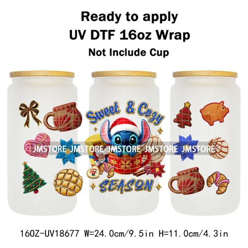Christmas Movie Characters UV DTF Cup Wrap Ready To Apply Transfer Stickers Waterproof 16OZ Tumbler Wraps For Libbey Glass Can