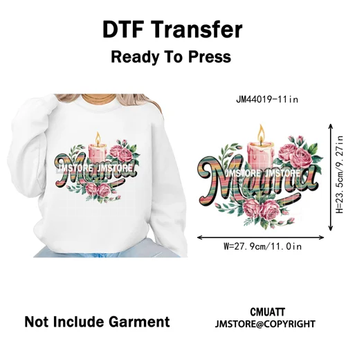 Latina Mom Mexican Virgen de Guadalupe Flower Mother's Day Iron on DTF Heat Transfers Stickers Ready to Press for T-shirts Bags