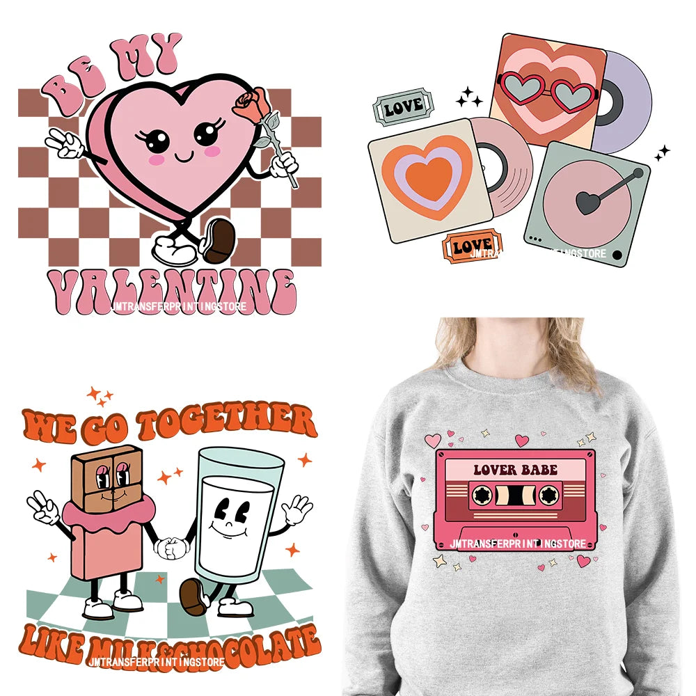 Be Mine Valentine Vibes Love More Worry Less All You Need Is Love XOXO Heart Candy Cold Peel DTF Transfer Stickers For Hoodies