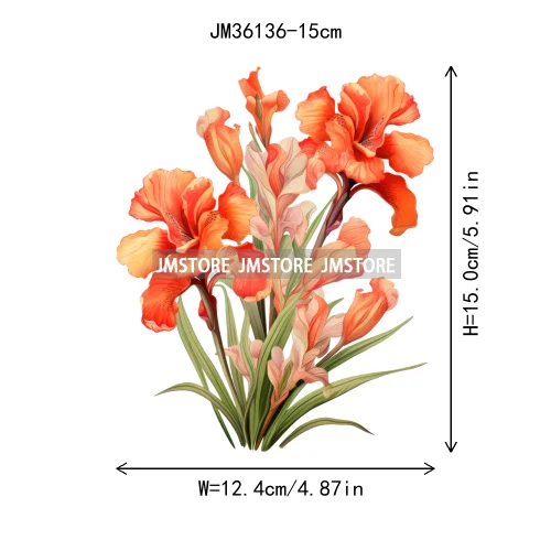 15cm 5.9in Kids Rose Flower Iron On DTF Heat Transfer Stickers For Clothes Printed Vinyl Thermal Applique Washable T-Shirt Decal