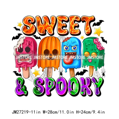 Sweet Spooky Ice Cream Season Ghost Boo Halloween Creepy People Trick Or Treat Candy DTF Iron On Transfers Stickers For T-shirts