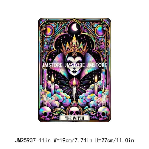 Custom Horror Halloween Emperor Empress Witch Skull Tarot Card Decals DTF Iron On Transfers Stickers Ready To Press For Clothing