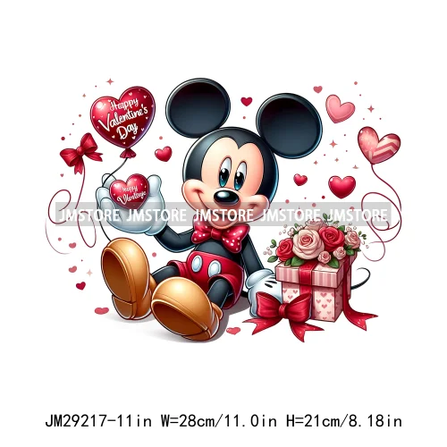 Happy Valentine's Day Cartoon Character Mouse Animal Cupid Love Heart DTF Iron On Transfers Stickers Ready To Press For T-shirts