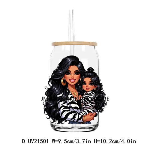 Latina Mama And Daughter UV DTF Transfers Stickers Decals For Libbey Cold Cups Mugs Tumbler Waterproof DIY Logo Mother's Day