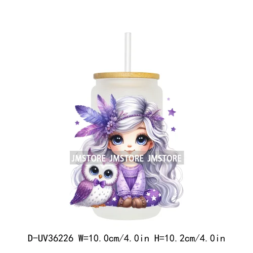 Pretty Girl With Animals UV Sticker Decals For Libbey Cold Cups Mugs Tumbler Transfer Stickers Waterproof High Quality Labels