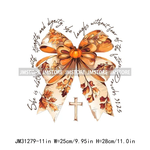 Give Thanks To The Lord Thanksgiving Bible Verse Jesus Fall Pumpkin Coquette Season Iron On DTF Transfers Stickers For Clothing