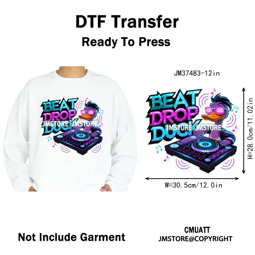 12in Graffiti Hip Hop Music Rap King Lover Video Pro Games Iron on Diy DTF Thermal Transfer Stickers Ready to Press for Clothing