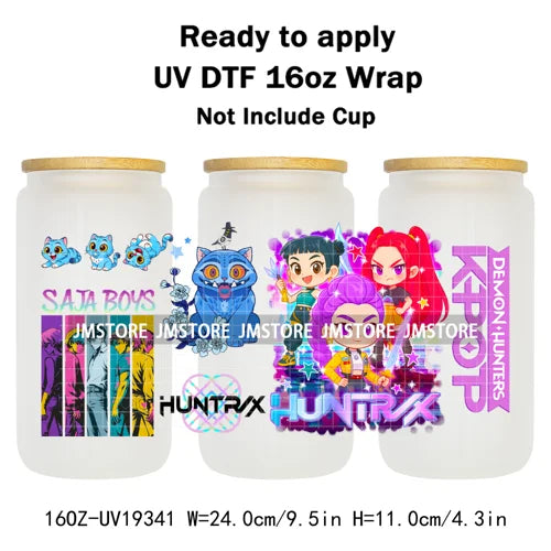 Demon Hunter Merch Derpy Tiger 16OZ UV DTF Cup Wraps Ready To Apply Waterproof Transfer Stickers For Libbey Glass Can Kpop Girls