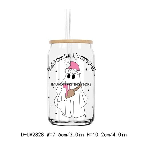 Ghost Dead Inside But It’s Christmas Boojee UV DTF Transfers Stickers Decals For Libbey Cold Cups Mugs Tumbler Waterproof DIY