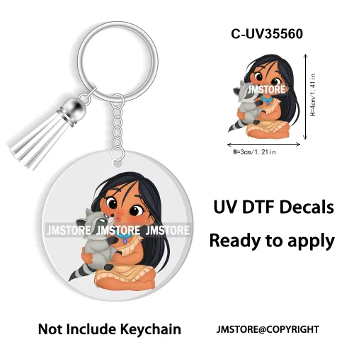 Cartoon Princess In My Villains Era UV DTF Decal Round Keychain Ready To Apply WaterProof Transfer Stickers For Circle Keychain