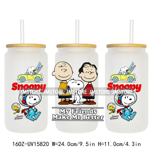Cartoon Dogs Back To School UV DTF Wraps Transfer Sticker Selfadhesive Waterproof High Quality For 16OZ Libbey Glass Can Tumbler