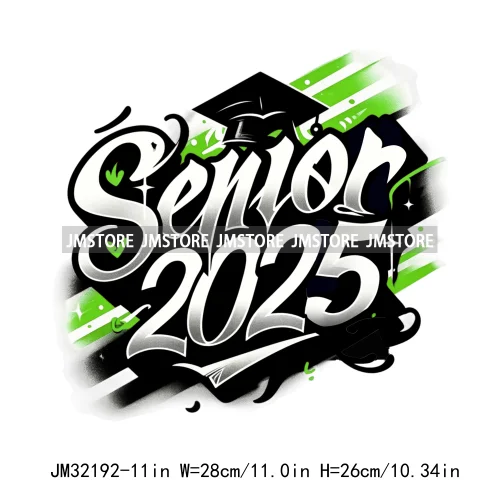 Senior Cap Class of 2025 High School Love Gifts College Grad Iron On DTF Heat Transfer Stickers Ready To Press For Clothing Bags