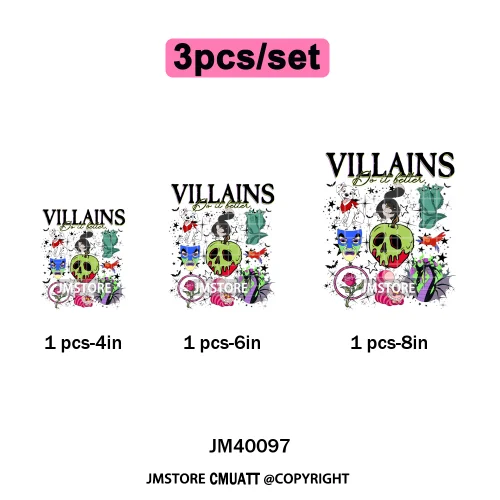 Happy Halloween Season Pumpkin Skull Cartoon Character Girly Evil Queen Iron on DTF Transfer Stickers Ready to Press for Textile