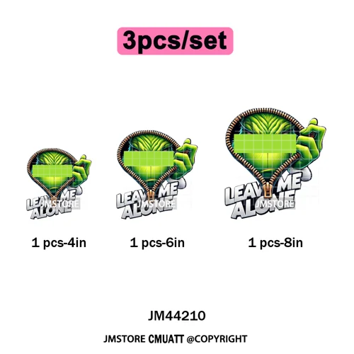 Winter Christmas Cartoon Holiday Characters Thug Life Green Iron on Washable DTF Transfers Stickers Ready to Press for Textiles