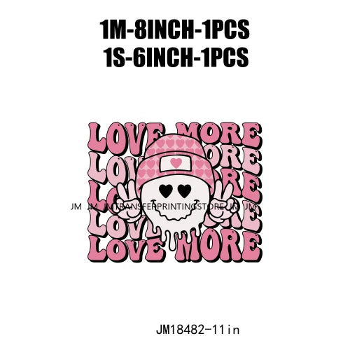 Iron On Love More Cupid Vibes Transfer Decals Self Love Club Pink XOXO Valentine's Day DTF Heat Press Stickers For Clothing Bags