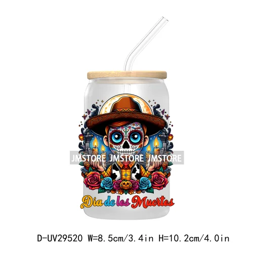 Mexican Culture Day Of The Dead UV DTF Transfer Stickers Decals For Libbey Cold Cups Mugs Tumbler Festive Mexico Sugar Skull