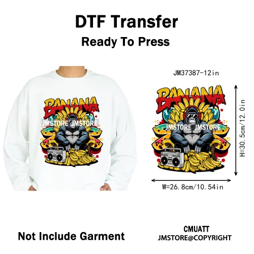 12in Hip Hop Graffiti Urban Skull Gaming Controller Game Lovers Iron on DTF Transfers Stickers Ready to Press for Hoodies Bags