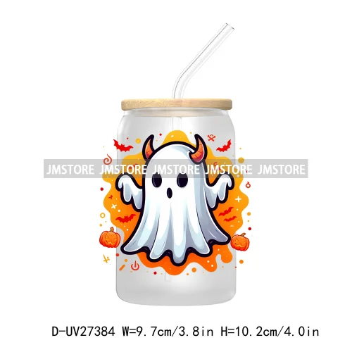 Funny Witch Ghosts Halloween Bat UV DTF Transfer Stickers Decals For Libbey Cold Cups Mugs Tumbler Waterproof Craft Spooky Vibes