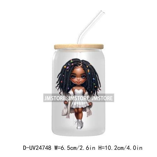 Cute Little Black Boy Girl UV DTF Transfer Stickers Decals For Libbey Cold Cups Mugs Tumbler Waterproof DIY Craft Cool Afro Kids