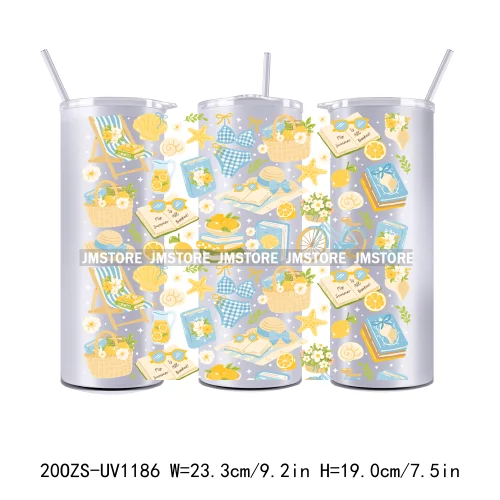 Floral Fruit Bookish Affirmation 20OZ Tumbler Wraps Ready To Ship UV DTF Transfer Stickers Waterproof Prints For Skinny Tumbler