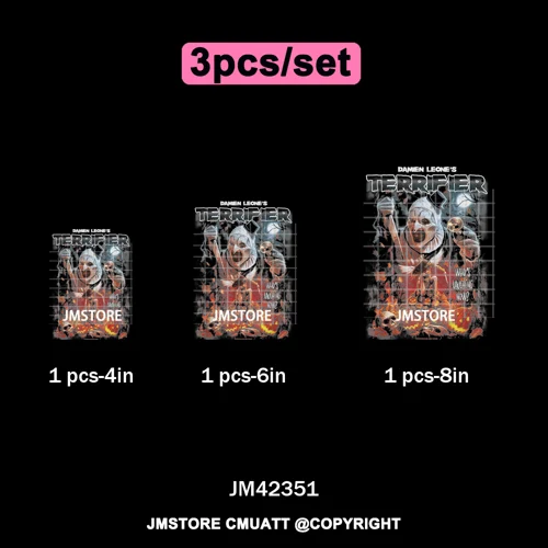 Retro Scary Horror Movie Halloween Costumes Spooky Season Iron on DTF Washable Transfers Stickers Ready to Press for Clothes Bag