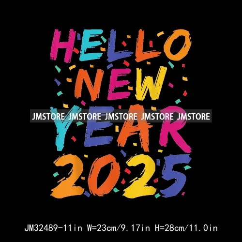 New Goodbye 2024 Hello New Year 2025 Merry Christmas 2024 Xmas Iron On DTF Transfers Stickers Ready To Press For Hoodies Bags