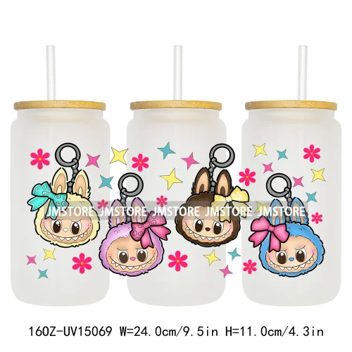 Cute Cartoon Coquette Magical Mirror Bow 16OZ UV DTF Cup Wraps Ready To Apply Waterproof Transfer Stickers For Libbey Glass Can