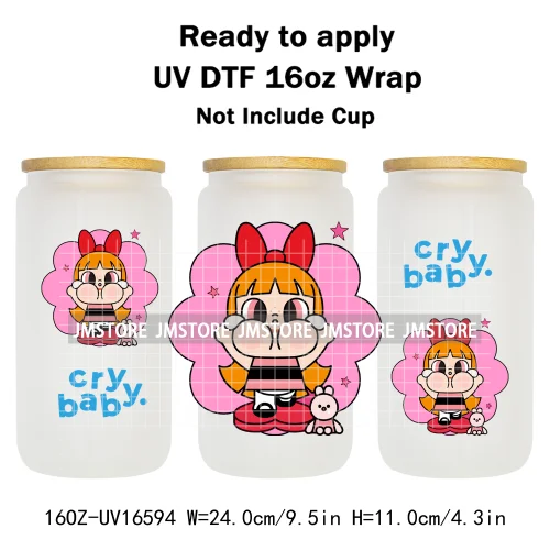 Floral Monsters Cartoon Characters UV DTF Wraps Transfer Stickers Waterproof Logo High Quality For 16OZ Libbey Glass Can Tumbler