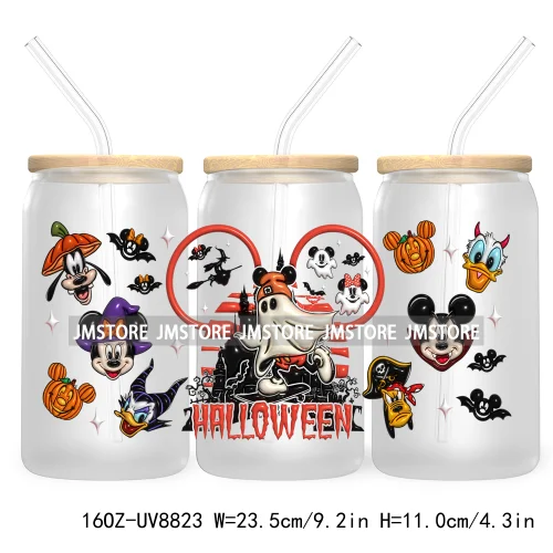 3D Horror Halloween UV DTF Sticker For 16OZ Libbey Glass Cup Can Wrap Transfer Stickers Custom Label DIY Logo Cartoon Blue Koala