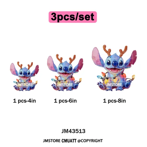 Cute Cartoon Characters Merry Christmas Holiday Gifts Xmas Iron on Washable DTF Heat Transfer Sticker Ready to Press for Clothes